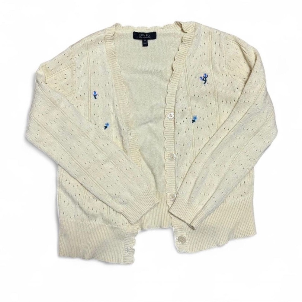 Witty Fox Pastel yellow cardigan with embroidered flowers
